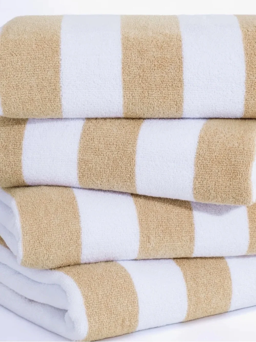 Ivory White Cabana Stripe Large Cotton Beach Towel